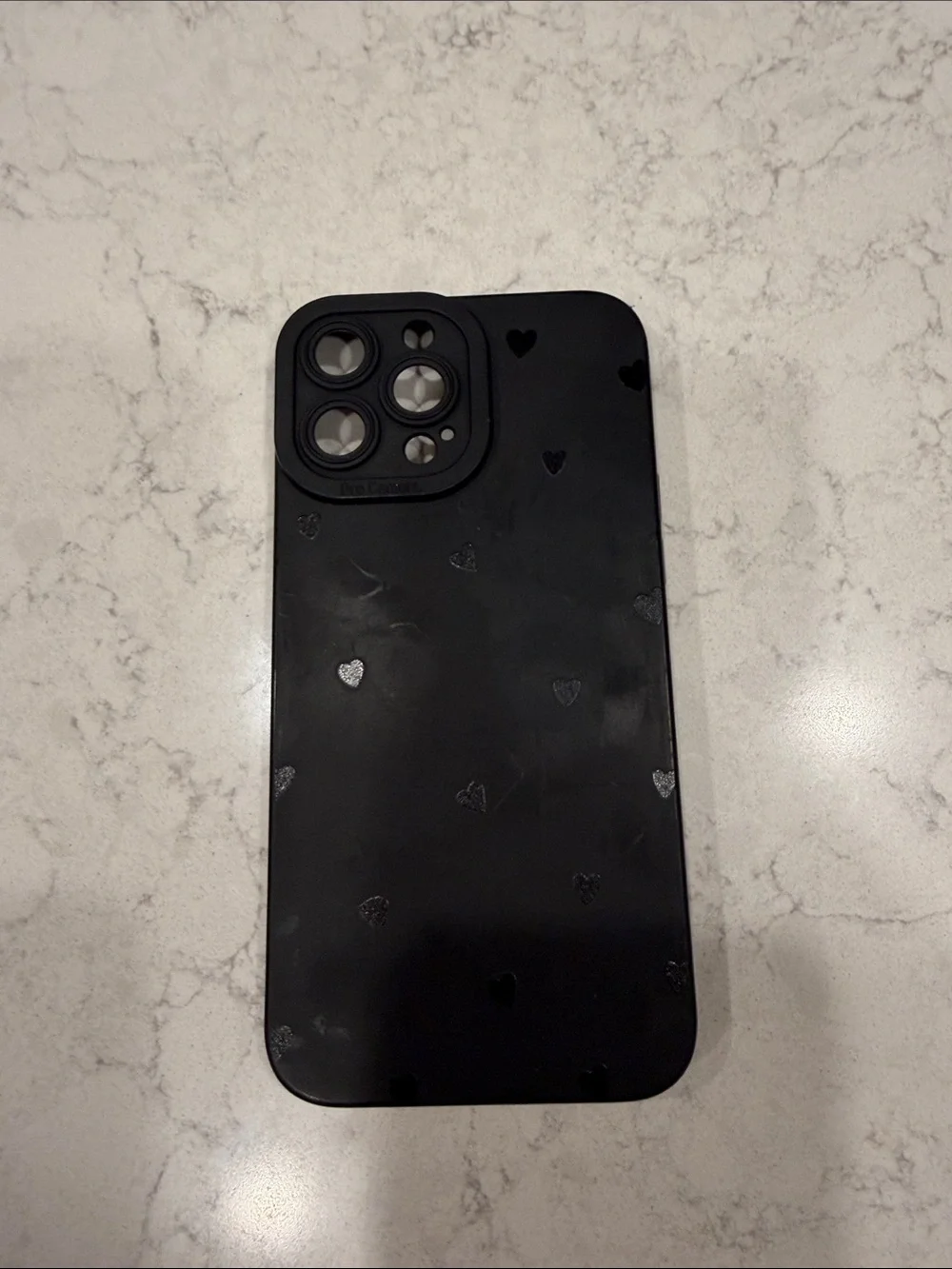 Black Heart Pattern Silicone Phone Case - Unbranded